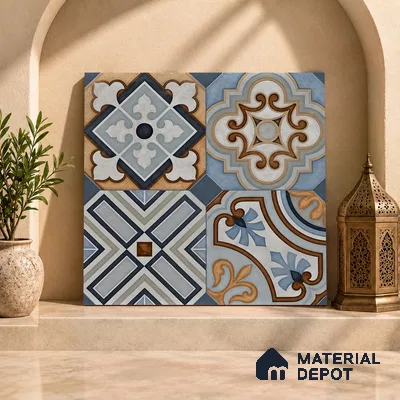 Moroccan Wall & Floor Tile TL 11913 | 2 ft x 2 ft Matte Finish Vitrified Tile - 9 mm | Suitable For Balcony, Kitchen, Dining Area | Random Designs