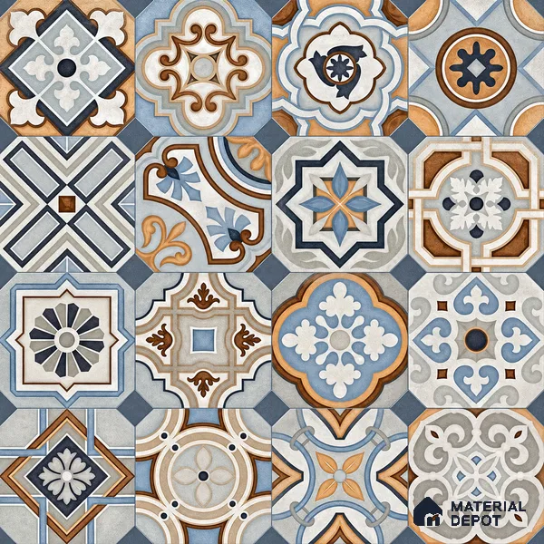 Moroccan Wall & Floor Tile TL 11913 | 2 ft x 2 ft Matte Finish Vitrified Tile - 9 mm | Suitable For Balcony, Kitchen, Dining Area | Random Designs