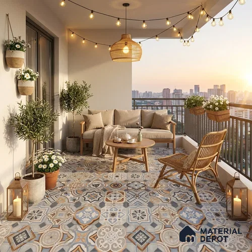 Moroccan Wall & Floor Tile TL 11913 | 2 ft x 2 ft Matte Finish Vitrified Tile - 9 mm | Suitable For Balcony, Kitchen, Dining Area | Random Designs