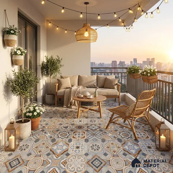 Moroccan Wall & Floor Tile TL 11913 | 2 ft x 2 ft Matte Finish Vitrified Tile - 9 mm | Suitable For Balcony, Kitchen, Dining Area | Random Designs