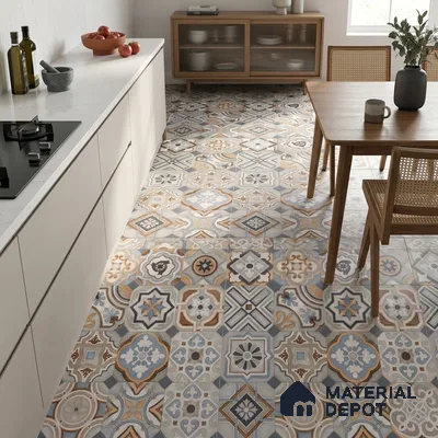 Moroccan Wall & Floor Tile TL 11913 | 2 ft x 2 ft Matte Finish Vitrified Tile - 9 mm | Suitable For Balcony, Kitchen, Dining Area | Random Designs