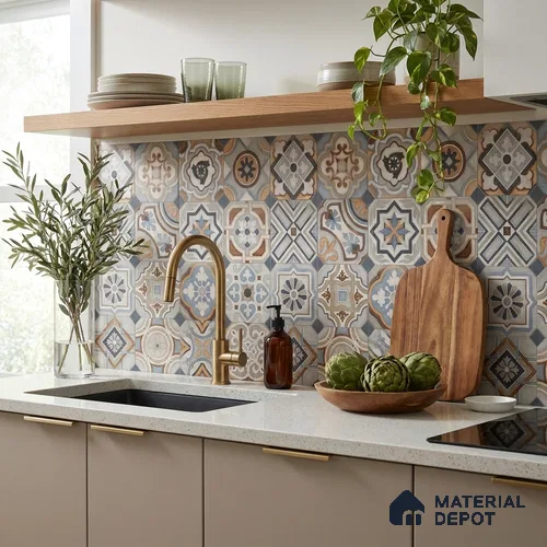 Moroccan Wall & Floor Tile TL 11913 | 2 ft x 2 ft Matte Finish Vitrified Tile - 9 mm | Suitable For Balcony, Kitchen, Dining Area | Random Designs