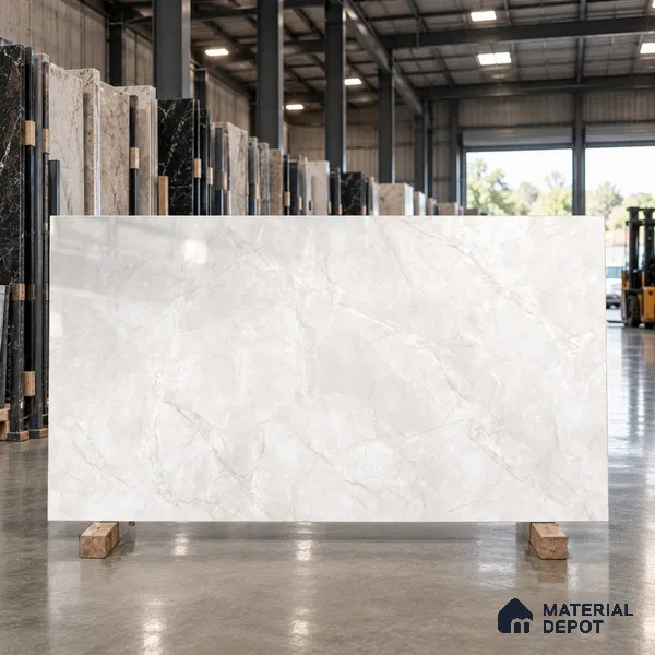 Large Format Endless Artic White TL 11922 Marble Tile 6 ft x 4 ft Vitrified Glossy Finish Floor Tile - 9 mm | Against Order