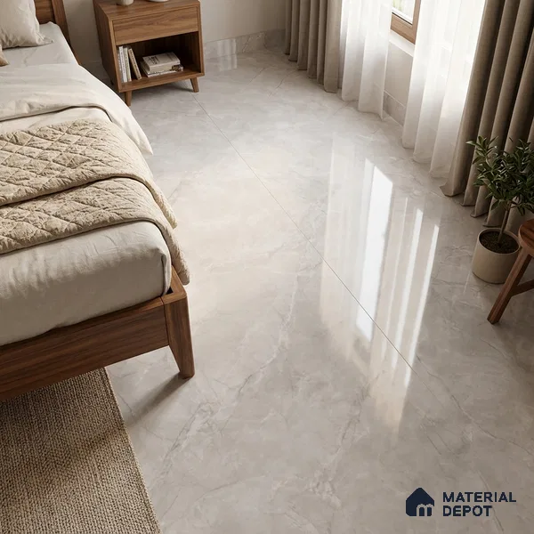Large Format Endless Artic White TL 11922 Marble Tile 6 ft x 4 ft Vitrified Glossy Finish Floor Tile - 9 mm | Against Order