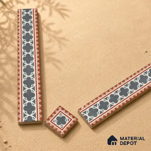 Moroccan Tile Border TL 11929 B Spatial Accent Series 1 ft x 2 inch Vitrified Matte Finish Tile Border - 9 mm | Suitable for Decorative Highlighter Border