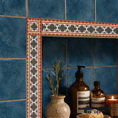 Moroccan Tile Border TL 11929 D Spatial Accent Series 2 x 2 inch Vitrified Matte Finish Center Tile - 9 mm | Suitable for Decorative Highlighter Border