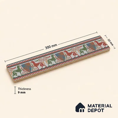 Moroccan Tile Border TL 11930 B Spatial Accent Series 1 ft x 2 inch Vitrified Matte Finish Tile Border - 9 mm | Suitable for Decorative Highlighter Border