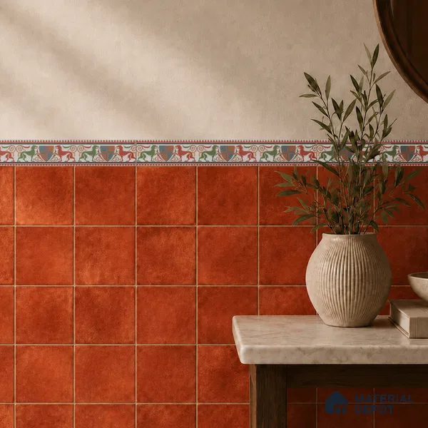 Moroccan Tile Border TL 11930 B Spatial Accent Series 1 ft x 2 inch Vitrified Matte Finish Tile Border - 9 mm | Suitable for Decorative Highlighter Border
