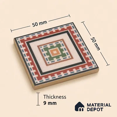 Moroccan Tile Border TL 11930 C Spatial Accent Series 2 x 2 inch Vitrified Matte Finish Center Tile - 9 mm | Suitable for Decorative Highlighter Border