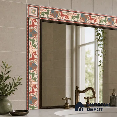 Moroccan Tile Border TL 11930 C Spatial Accent Series 2 x 2 inch Vitrified Matte Finish Center Tile - 9 mm | Suitable for Decorative Highlighter Border