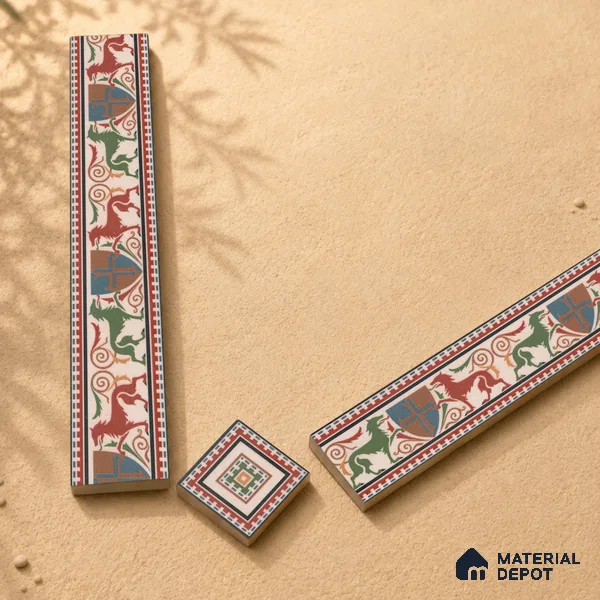 Moroccan Tile Border TL 11930 C Spatial Accent Series 2 x 2 inch Vitrified Matte Finish Center Tile - 9 mm | Suitable for Decorative Highlighter Border