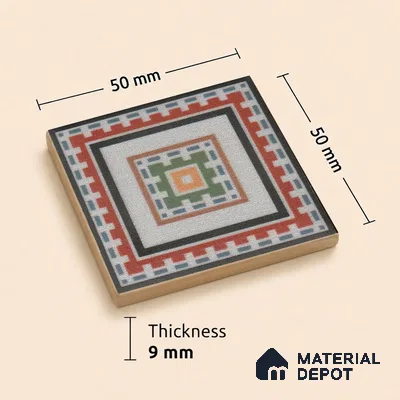 Moroccan Tile Border TL 11930 D Spatial Accent Series 2 x 2 inch Vitrified Matte Finish Center Tile - 9 mm | Suitable for Decorative Highlighter Border