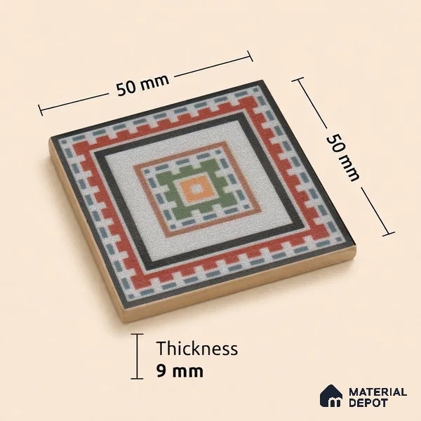 Moroccan Tile Border TL 11930 D Spatial Accent Series 2 x 2 inch Vitrified Matte Finish Center Tile - 9 mm | Suitable for Decorative Highlighter Border