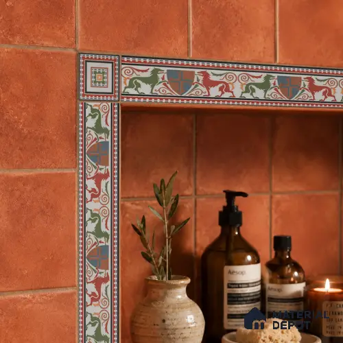 Moroccan Tile Border TL 11930 D Spatial Accent Series 2 x 2 inch Vitrified Matte Finish Center Tile - 9 mm | Suitable for Decorative Highlighter Border