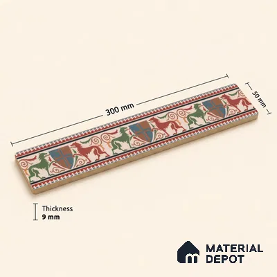 Moroccan Tile Border TL 11930 Spatial Accent Series 1 ft x 2 inch Vitrified Matte Finish Tile Border - 9 mm | Suitable for Decorative Highlighter Border