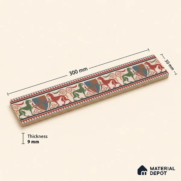Moroccan Tile Border TL 11930 Spatial Accent Series 1 ft x 2 inch Vitrified Matte Finish Tile Border - 9 mm | Suitable for Decorative Highlighter Border