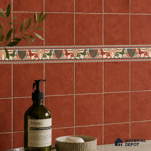 Moroccan Tile Border TL 11930 Spatial Accent Series 1 ft x 2 inch Vitrified Matte Finish Tile Border - 9 mm | Suitable for Decorative Highlighter Border