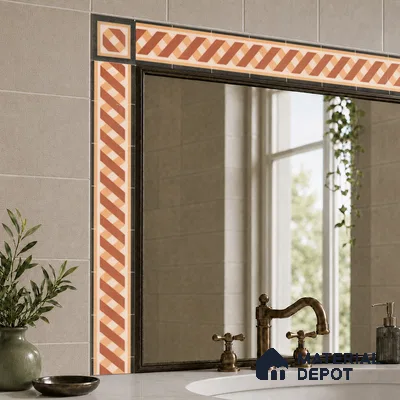 Moroccan Tile Border TL 11931 B Spatial Accent Series 1 ft x 2 inch Vitrified Matte Finish Tile Border - 9 mm | Suitable for Decorative Highlighter Border