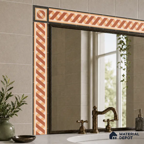 Moroccan Tile Border TL 11931 B Spatial Accent Series 1 ft x 2 inch Vitrified Matte Finish Tile Border - 9 mm | Suitable for Decorative Highlighter Border
