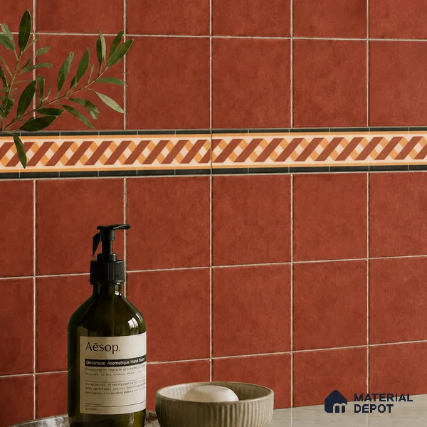 Moroccan Tile Border TL 11931 B Spatial Accent Series 1 ft x 2 inch Vitrified Matte Finish Tile Border - 9 mm | Suitable for Decorative Highlighter Border