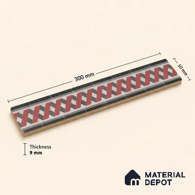 Moroccan Tile Border TL 11931 C Spatial Accent Series 1 ft x 2 inch Vitrified Matte Finish Tile Border - 9 mm | Suitable for Decorative Highlighter Border