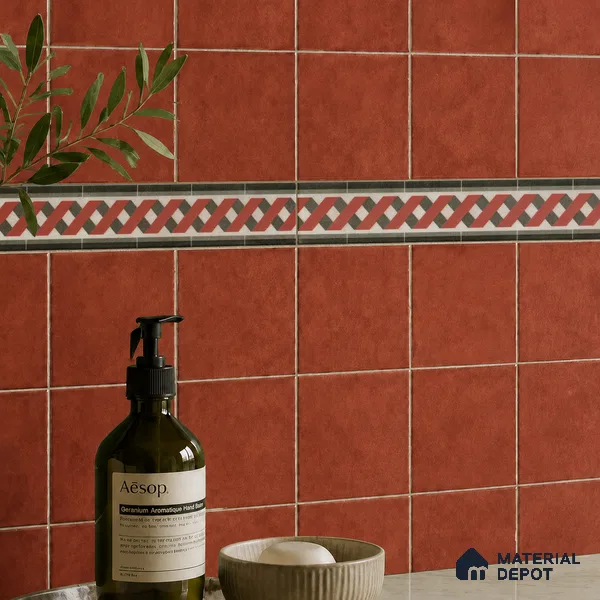 Moroccan Tile Border TL 11931 C Spatial Accent Series 1 ft x 2 inch Vitrified Matte Finish Tile Border - 9 mm | Suitable for Decorative Highlighter Border
