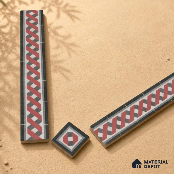 Moroccan Tile Border TL 11931 C Spatial Accent Series 1 ft x 2 inch Vitrified Matte Finish Tile Border - 9 mm | Suitable for Decorative Highlighter Border