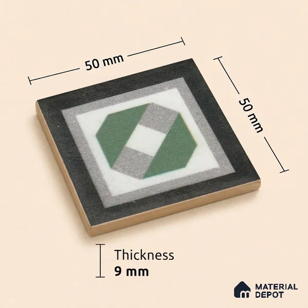 Moroccan Tile Border TL 11931 D Spatial Accent Series 2 x 2 inch Vitrified Matte Finish Center Tile - 9 mm | Suitable for Decorative Highlighter Border