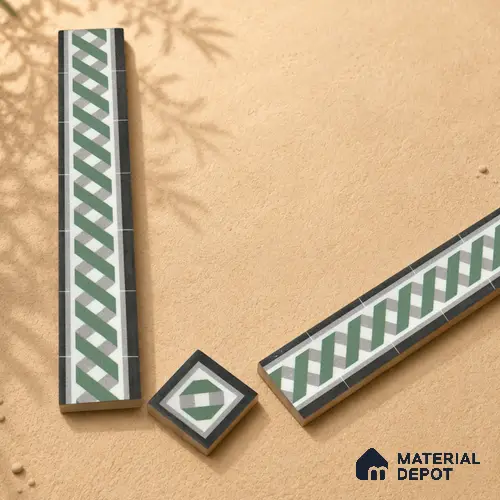 Moroccan Tile Border TL 11931 D Spatial Accent Series 2 x 2 inch Vitrified Matte Finish Center Tile - 9 mm | Suitable for Decorative Highlighter Border