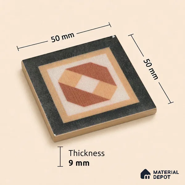 Moroccan Tile Border TL 11931 E Spatial Accent Series 2 x 2 inch Vitrified Matte Finish Center Tile - 9 mm | Suitable for Decorative Highlighter Border
