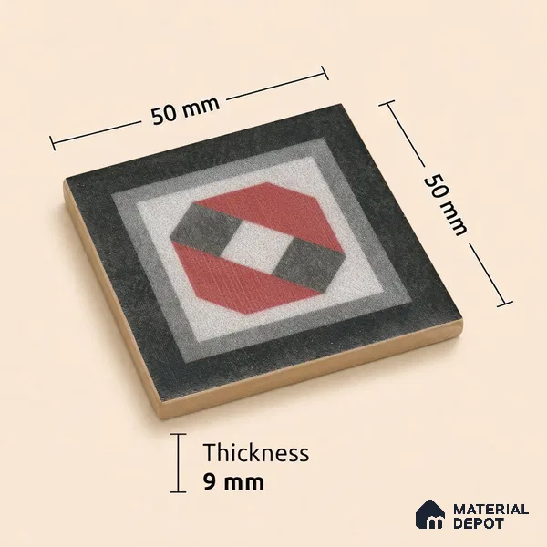 Moroccan Tile Border TL 11931 F Spatial Accent Series 2 x 2 inch Vitrified Matte Finish Center Tile - 9 mm | Suitable for Decorative Highlighter Border