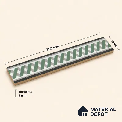 Moroccan Tile Border TL 11931 Spatial Accent Series 1 ft x 2 inch Vitrified Matte Finish Tile Border - 9 mm | Suitable for Decorative Highlighter Border