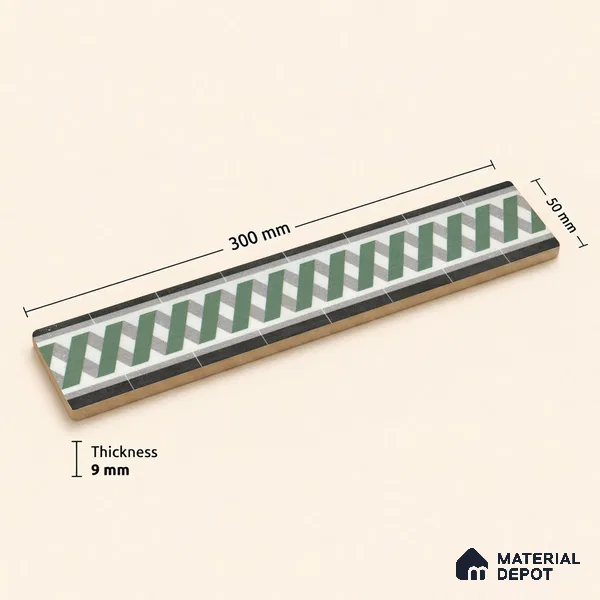 Moroccan Tile Border TL 11931 Spatial Accent Series 1 ft x 2 inch Vitrified Matte Finish Tile Border - 9 mm | Suitable for Decorative Highlighter Border