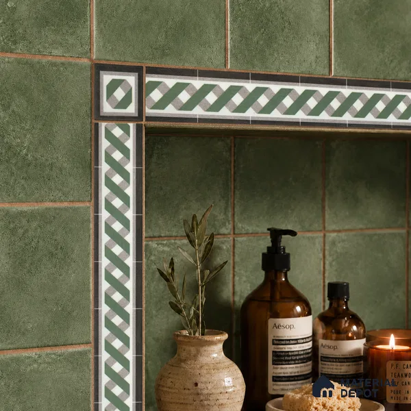 Moroccan Tile Border TL 11931 Spatial Accent Series 1 ft x 2 inch Vitrified Matte Finish Tile Border - 9 mm | Suitable for Decorative Highlighter Border