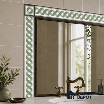 Moroccan Tile Border TL 11931 Spatial Accent Series 1 ft x 2 inch Vitrified Matte Finish Tile Border - 9 mm | Suitable for Decorative Highlighter Border