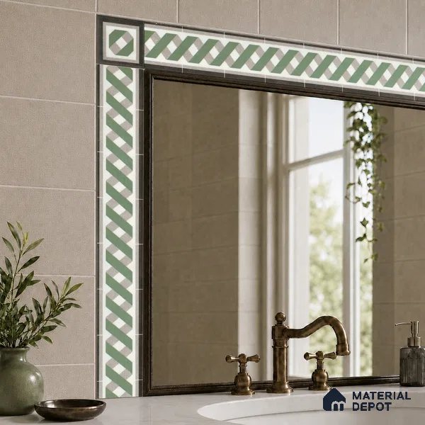 Moroccan Tile Border TL 11931 Spatial Accent Series 1 ft x 2 inch Vitrified Matte Finish Tile Border - 9 mm | Suitable for Decorative Highlighter Border