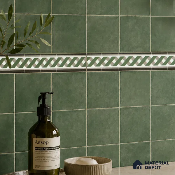 Moroccan Tile Border TL 11931 Spatial Accent Series 1 ft x 2 inch Vitrified Matte Finish Tile Border - 9 mm | Suitable for Decorative Highlighter Border