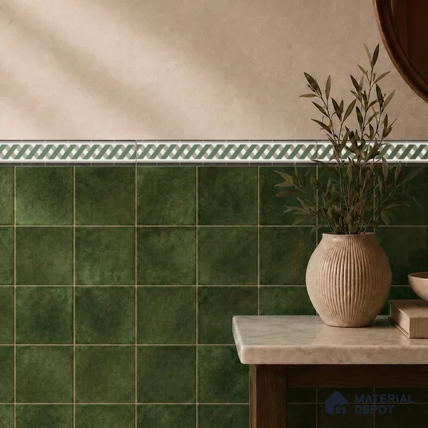 Moroccan Tile Border TL 11931 Spatial Accent Series 1 ft x 2 inch Vitrified Matte Finish Tile Border - 9 mm | Suitable for Decorative Highlighter Border