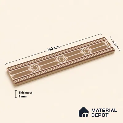 Moroccan Tile Border TL 11932 B Spatial Accent Series 1 ft x 2 inch Vitrified Matte Finish Tile Border - 9 mm | Suitable for Decorative Highlighter Border