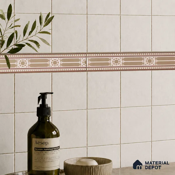 Moroccan Tile Border TL 11932 B Spatial Accent Series 1 ft x 2 inch Vitrified Matte Finish Tile Border - 9 mm | Suitable for Decorative Highlighter Border