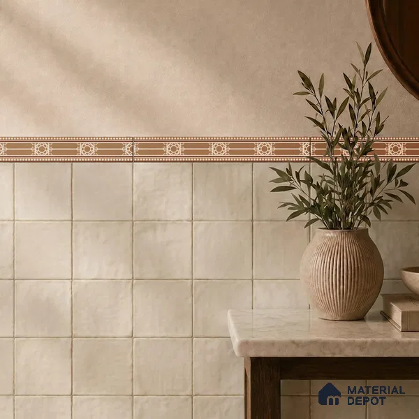 Moroccan Tile Border TL 11932 B Spatial Accent Series 1 ft x 2 inch Vitrified Matte Finish Tile Border - 9 mm | Suitable for Decorative Highlighter Border