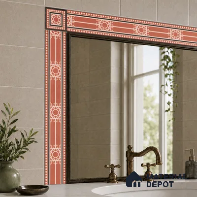 Moroccan Tile Border TL 11932 C Spatial Accent Series 1 ft x 2 inch Vitrified Matte Finish Tile Border - 9 mm | Suitable for Decorative Highlighter Border