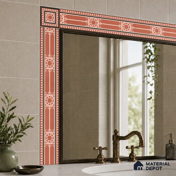 Moroccan Tile Border TL 11932 C Spatial Accent Series 1 ft x 2 inch Vitrified Matte Finish Tile Border - 9 mm | Suitable for Decorative Highlighter Border