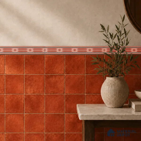 Moroccan Tile Border TL 11932 C Spatial Accent Series 1 ft x 2 inch Vitrified Matte Finish Tile Border - 9 mm | Suitable for Decorative Highlighter Border