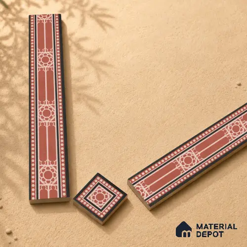 Moroccan Tile Border TL 11932 C Spatial Accent Series 1 ft x 2 inch Vitrified Matte Finish Tile Border - 9 mm | Suitable for Decorative Highlighter Border