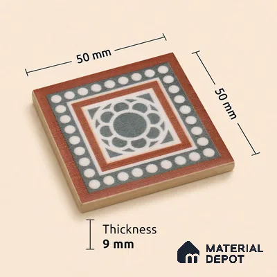 Moroccan Tile Border TL 11932 D Spatial Accent Series 2 x 2 inch Vitrified Matte Finish Center Tile - 9 mm | Suitable for Decorative Highlighter Border