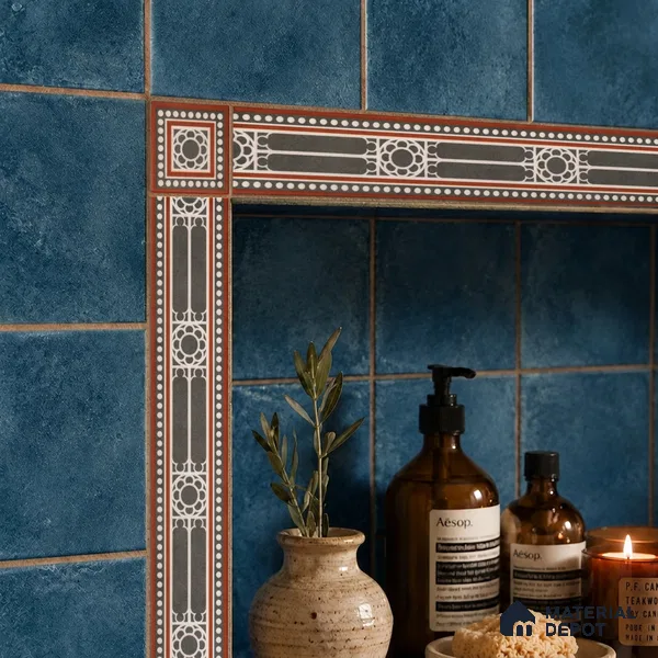 Moroccan Tile Border TL 11932 D Spatial Accent Series 2 x 2 inch Vitrified Matte Finish Center Tile - 9 mm | Suitable for Decorative Highlighter Border