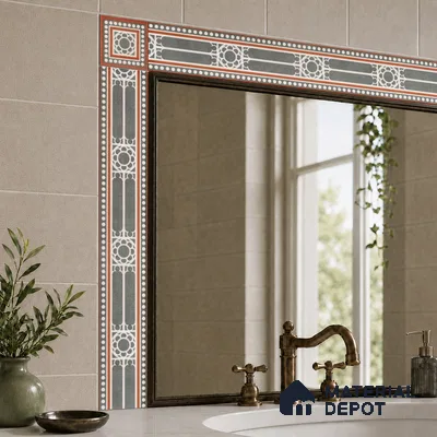 Moroccan Tile Border TL 11932 D Spatial Accent Series 2 x 2 inch Vitrified Matte Finish Center Tile - 9 mm | Suitable for Decorative Highlighter Border