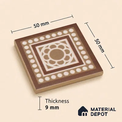 Moroccan Tile Border TL 11932 E Spatial Accent Series 2 x 2 inch Vitrified Matte Finish Center Tile - 9 mm | Suitable for Decorative Highlighter Border