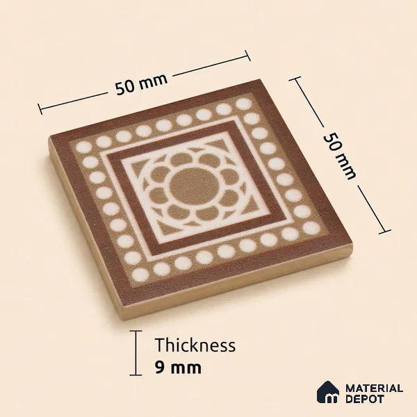 Moroccan Tile Border TL 11932 E Spatial Accent Series 2 x 2 inch Vitrified Matte Finish Center Tile - 9 mm | Suitable for Decorative Highlighter Border
